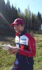 Martin Jullum was still smiling and leading the total competition on the fifth control on Sunday.