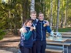 Kultamitalistit Pinja Mäkinen, Petteri Hakala ja Antti Rusanen. kuva JV